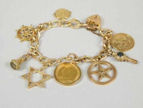 A 9ct gold charm bracelet