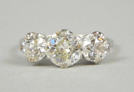 A three stone diamond ring