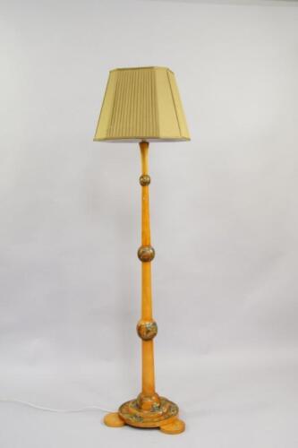 An Art Deco light beech standard lamp by Cyril M Royle