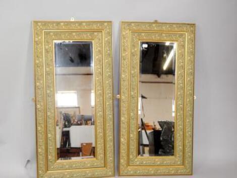 A pair of rectangular gilt double frame wall mirrors