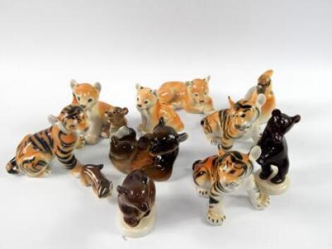 A group of Lomonosov porcelain figures of tiger