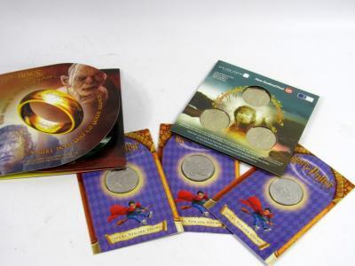 Two sets of New Zealand Lord of the Rings official coin sets