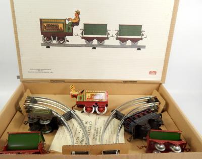 A Jaya tin plate clockwork train set.