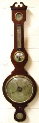 A mid-19thC rosewood five dial banjo barometer