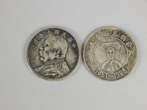 Two Chinese silver coins