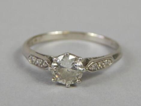 A diamond solitaire ring