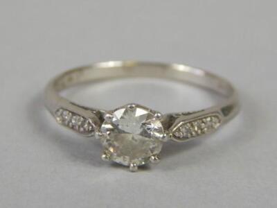 A diamond solitaire ring