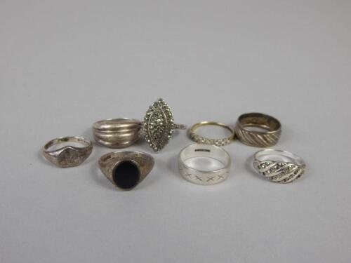 A quantity of silver dress rings