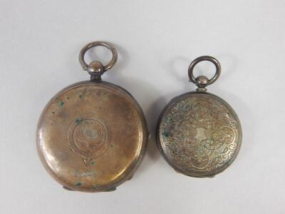 Two silver pocket watches and advertising keys - 2