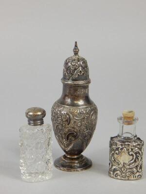 A late Victorian silver baluster shaped pepper pot