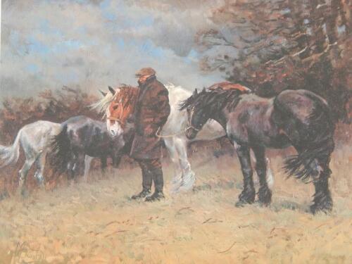 Malcolm Coward. A Farmer with Shires