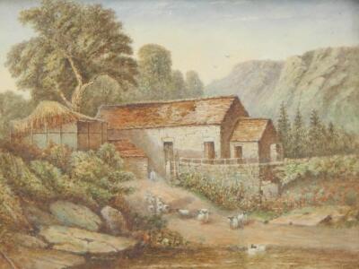 19thC British School. Rural scene with sheep to the waters edge