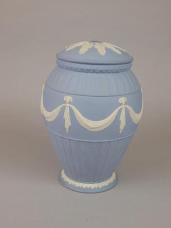 A Wedgwood blue Jasperware lamp base