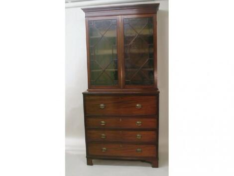 A George III mahogany secretaire bookcase