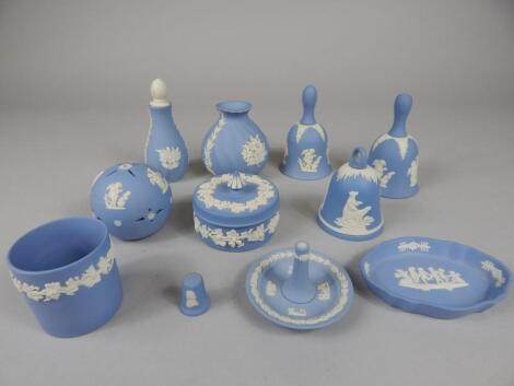 Various items of Wedgwood blue Jasperware