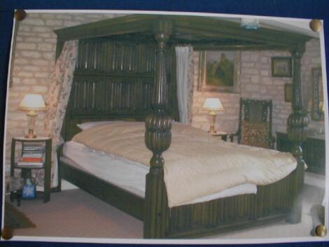 An oak Elizabethan style four poster bed