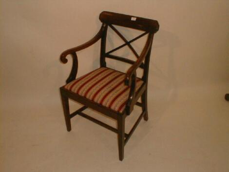 A Regency style mahogany elbow chair