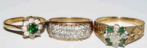 Three modern 9ct gold rings