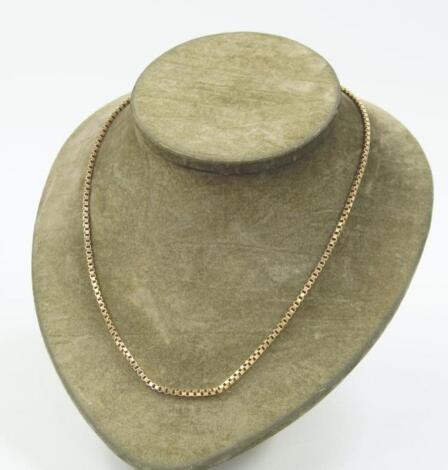A 9ct gold box link neck chain