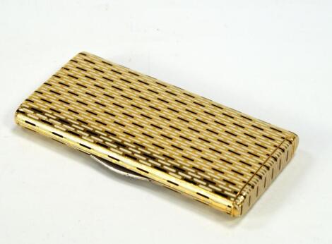 A French Art Deco yellow metal combined cigarette and vesta case
