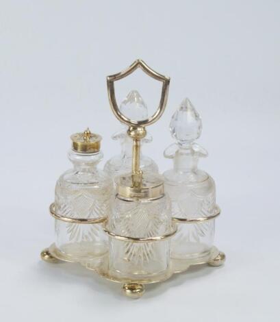 A Victorian silver 4-bottle cruet