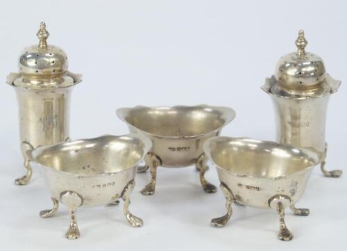 A late Victorian silver five-piece cruet set