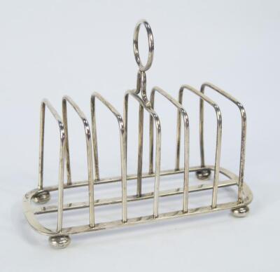 A George V silver seven-bar toast rack