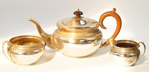 A George V silver three piece tea set