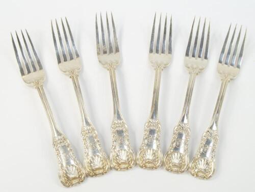 A set of six William IV silver table forks