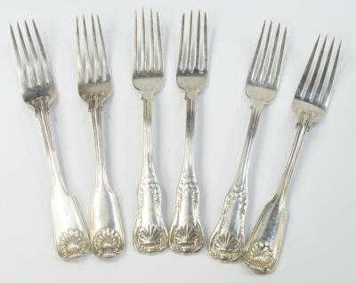 A set of three Victorian silver table forks