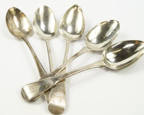 Four George III silver Old English pattern table spoons