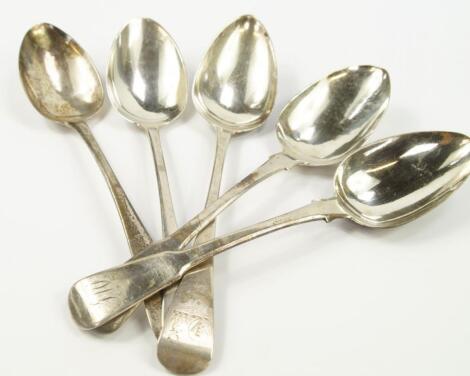 Four George III silver Old English pattern table spoons