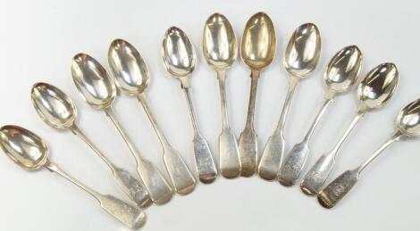 A set of nine Victorian silver teaspoons