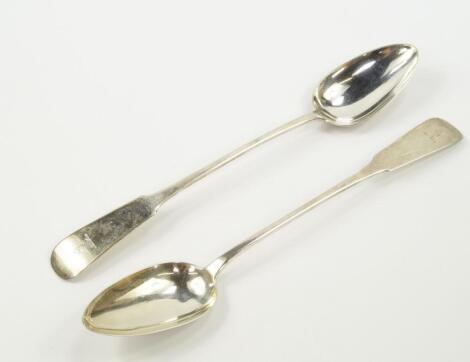 A pair of George IV silver Old English pattern stuffing spoons