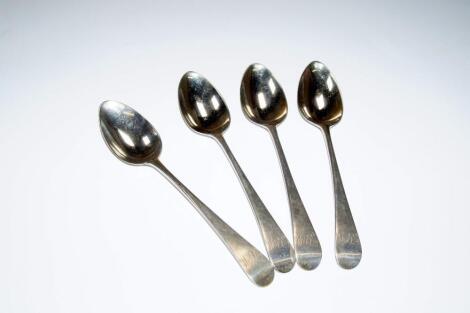 A set of four George III silver tablespoons