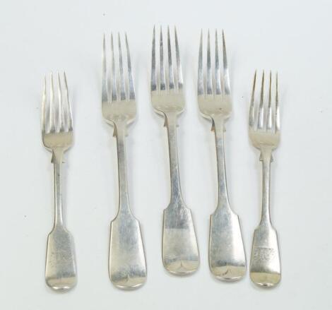 A set of three Victorian silver table forks