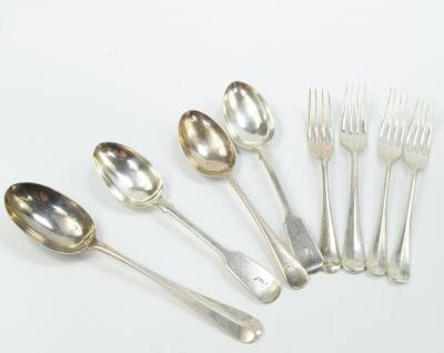 Silver table and dessert spoons