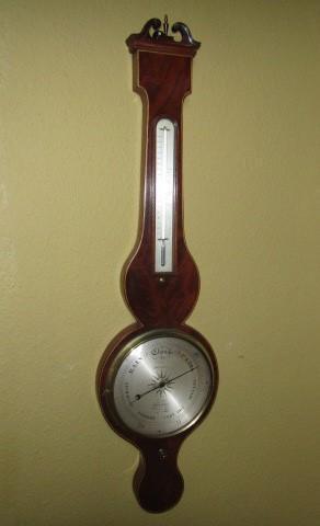 A 19thC mahogany and boxwood wheel barometer