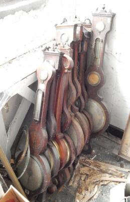 Various 19thC mahogany wheel barometers