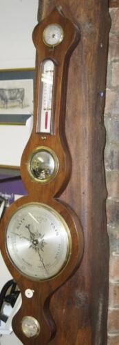 An early 19thC painted rosewood wheel barometer