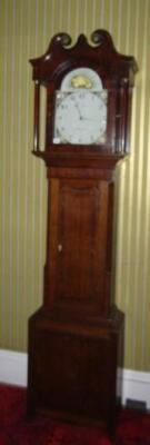 A 19thC mahogany and oak crossbanded longcase clock