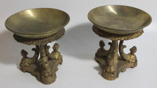 A pair of Victorian cast metal tazzae