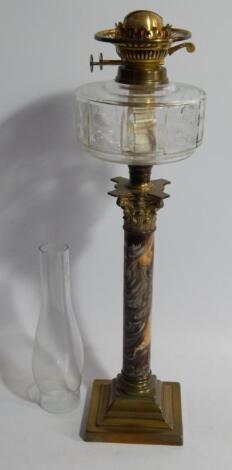 An Edwardian table oil lamp