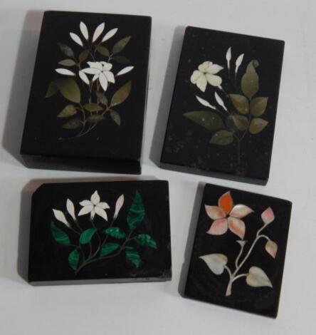 Four 19thC pietra dura slab weights