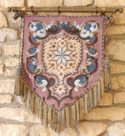 A Victorian beadwork pennant screen