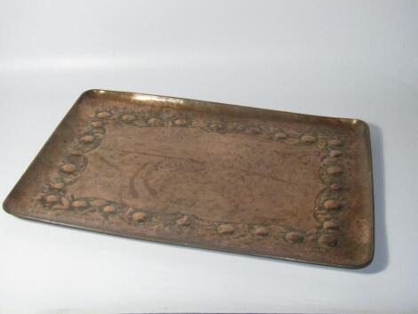 A Newlyn Arts & Crafts copper rectangular tray