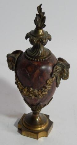 A Regency ormolu mounted rouge marble cassolette