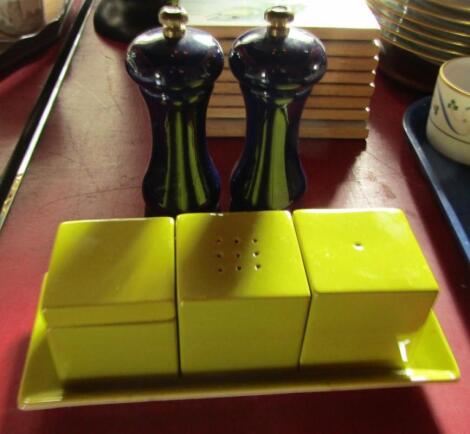 Two 1960's Unicorn retro plastic salt and pepper mills