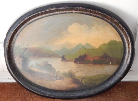 A 19thC papier mache serving tray