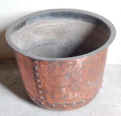 A 19thC riveted copper log bucket